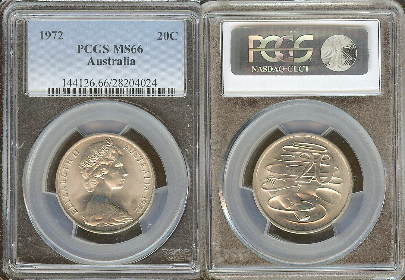 Australian 20 cents 1972 PCGS MS66
